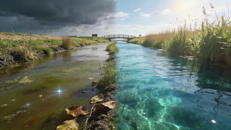 Nederlands oppervlaktewater in een polderlandschap — medicijnresten en pesticiden bedreigen de waterkwaliteit